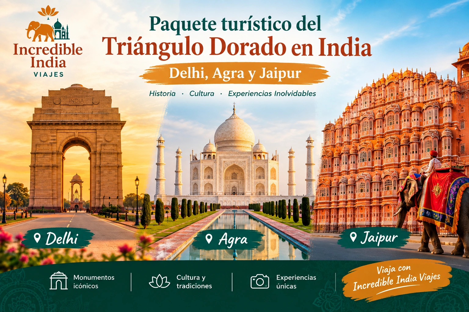 Paquete turístico del Triángulo Dorado en India